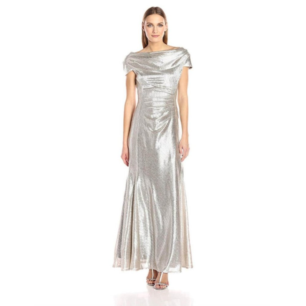 Tahari - Metallic Foil Gown - Silver